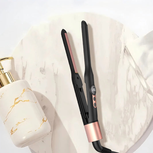 Mini Flat Iron Hair Straightener 1/3 Inch Pencil Flat Iron for Women Portable Travel Straightener and Curler 2 in 1