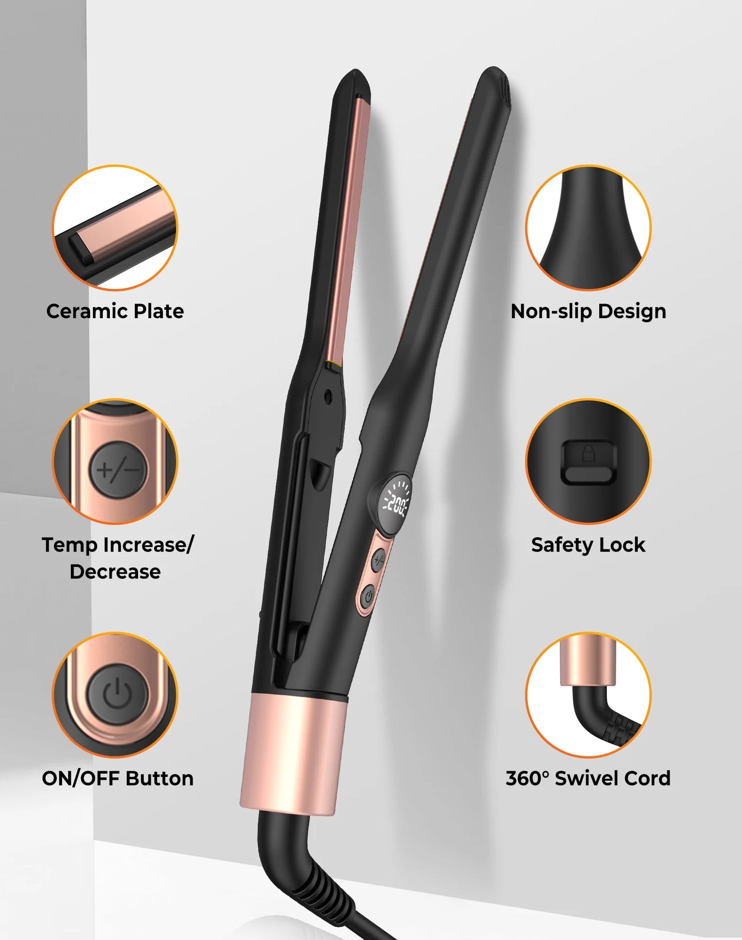 Mini Flat Iron Hair Straightener 1/3 Inch Pencil Flat Iron for Women Portable Travel Straightener and Curler 2 in 1