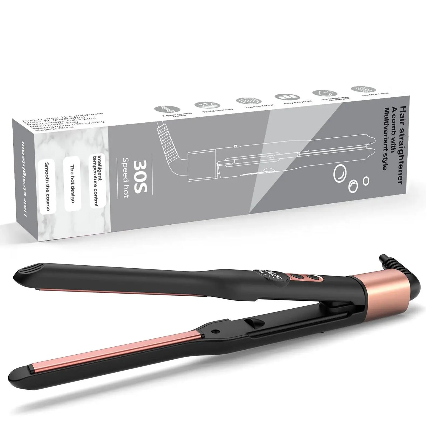 Mini Flat Iron Hair Straightener 1/3 Inch Pencil Flat Iron for Women Portable Travel Straightener and Curler 2 in 1