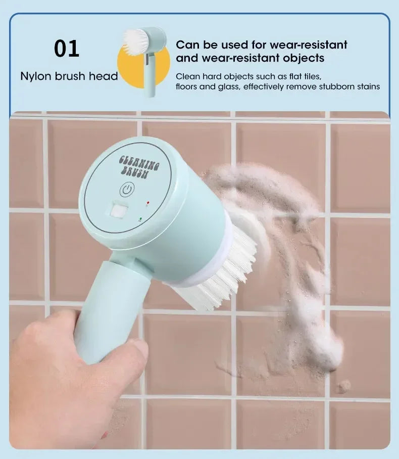 New Cordless Spin Scrubber Electric Rechargeable 5 in 1 Brush Heads for Bathroom Kitchen Tile Grout Shower Car Deep Clean
