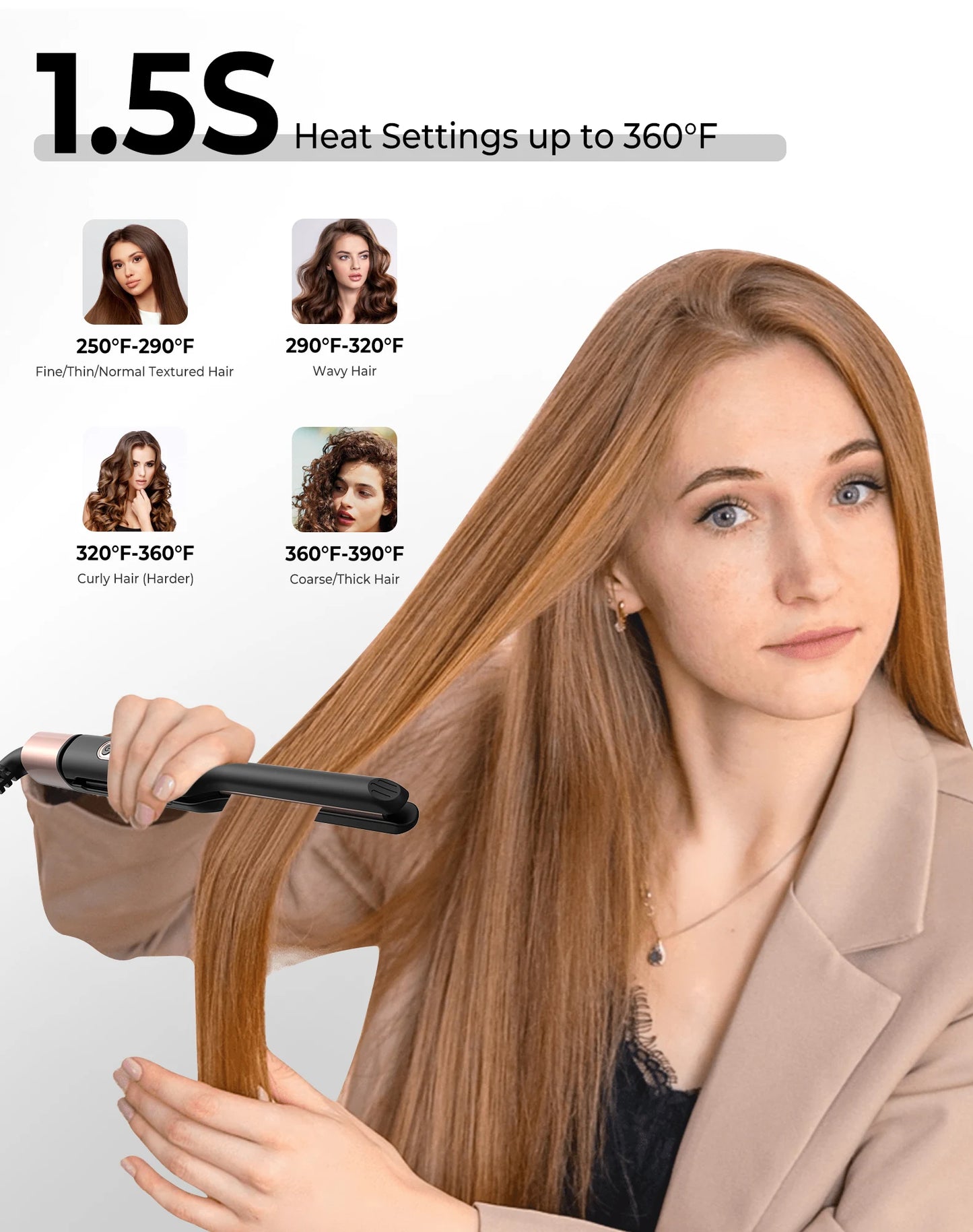 Mini Flat Iron Hair Straightener 1/3 Inch Pencil Flat Iron for Women Portable Travel Straightener and Curler 2 in 1