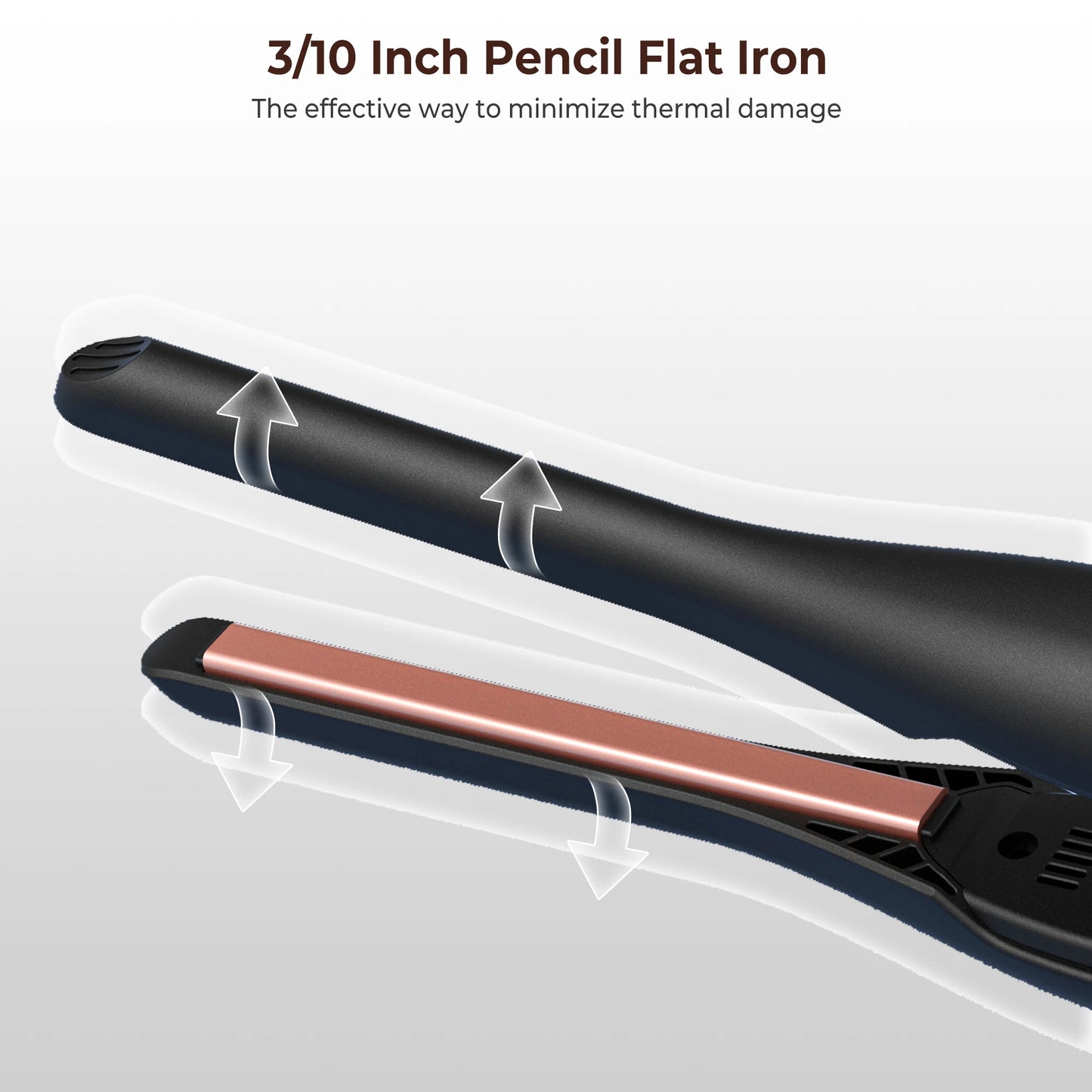 Small Flat Iron for Short Hair, Temperature Adjustable Pencil Flat Iron Fast Heat Up, 3/10 Inch Beard Straightening Iron