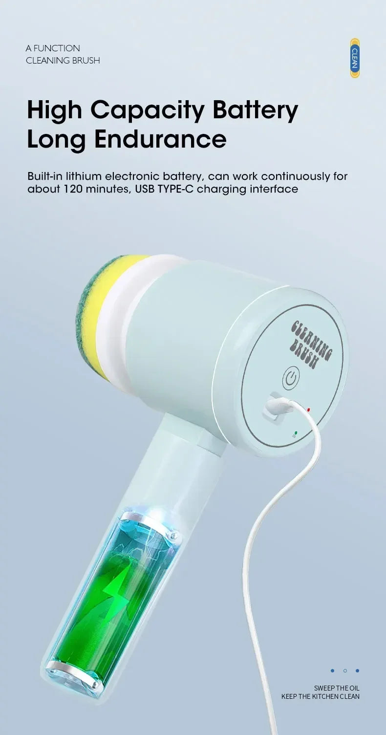 New Cordless Spin Scrubber Electric Rechargeable 5 in 1 Brush Heads for Bathroom Kitchen Tile Grout Shower Car Deep Clean