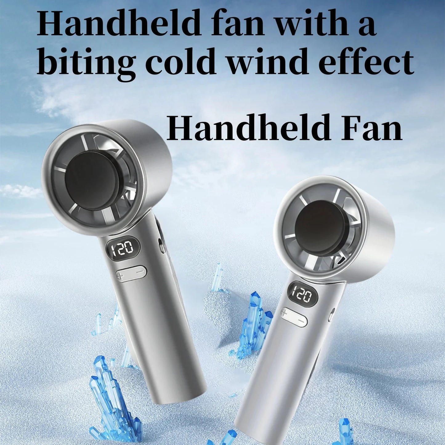 Portable Fan 120-Speed Digital Display Ice Cooling Tech Stylish Semiconductor Condensation Mini Personal Fan  for Home, Office