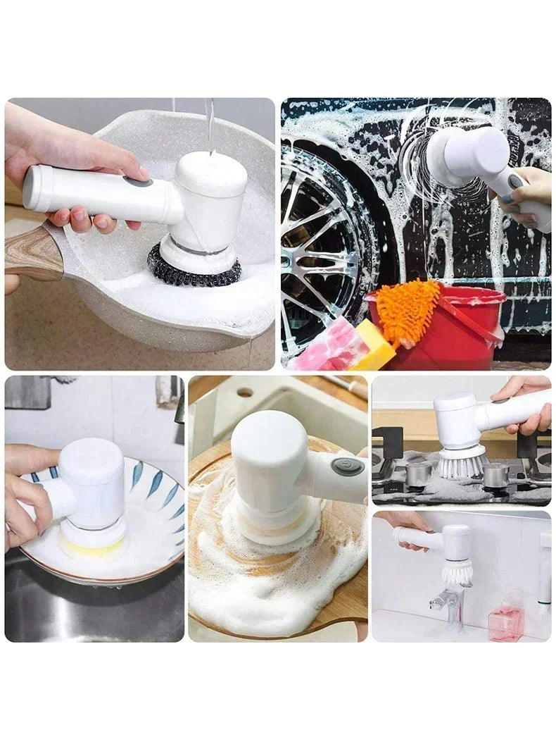 New Cordless Spin Scrubber Electric Rechargeable 5 in 1 Brush Heads for Bathroom Kitchen Tile Grout Shower Car Deep Clean